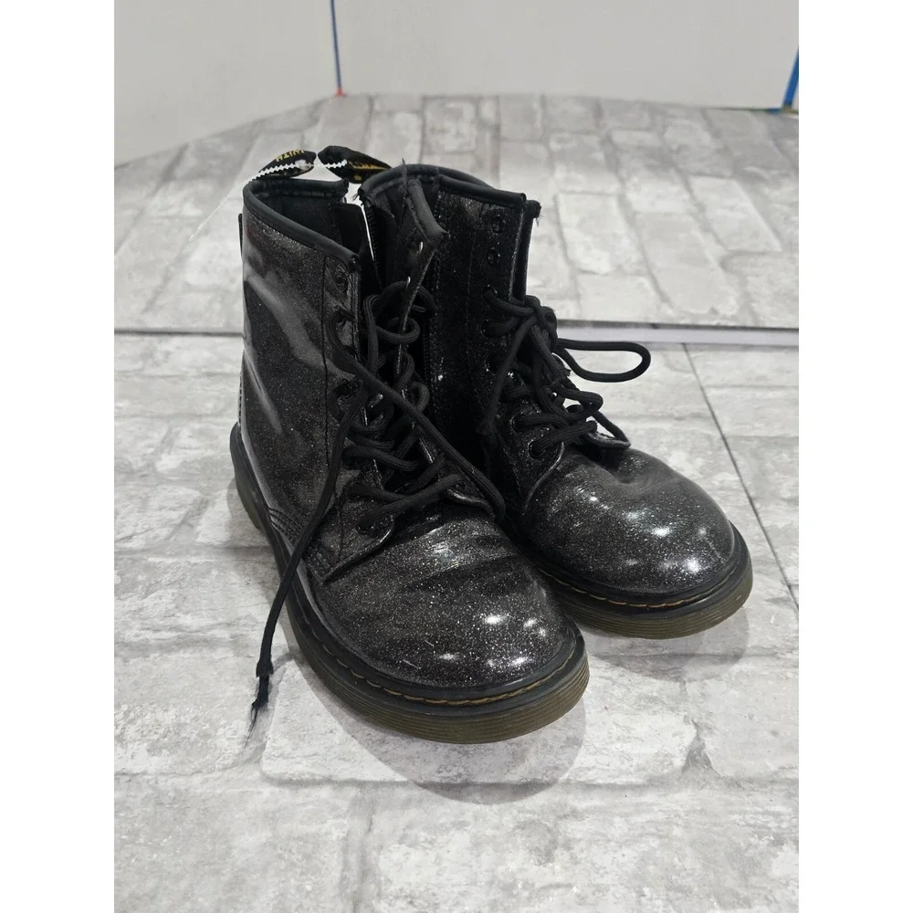 Dr Martens Size 3 Youth Girls 1460 Cosmic Glitter Black‎ Leather Boots